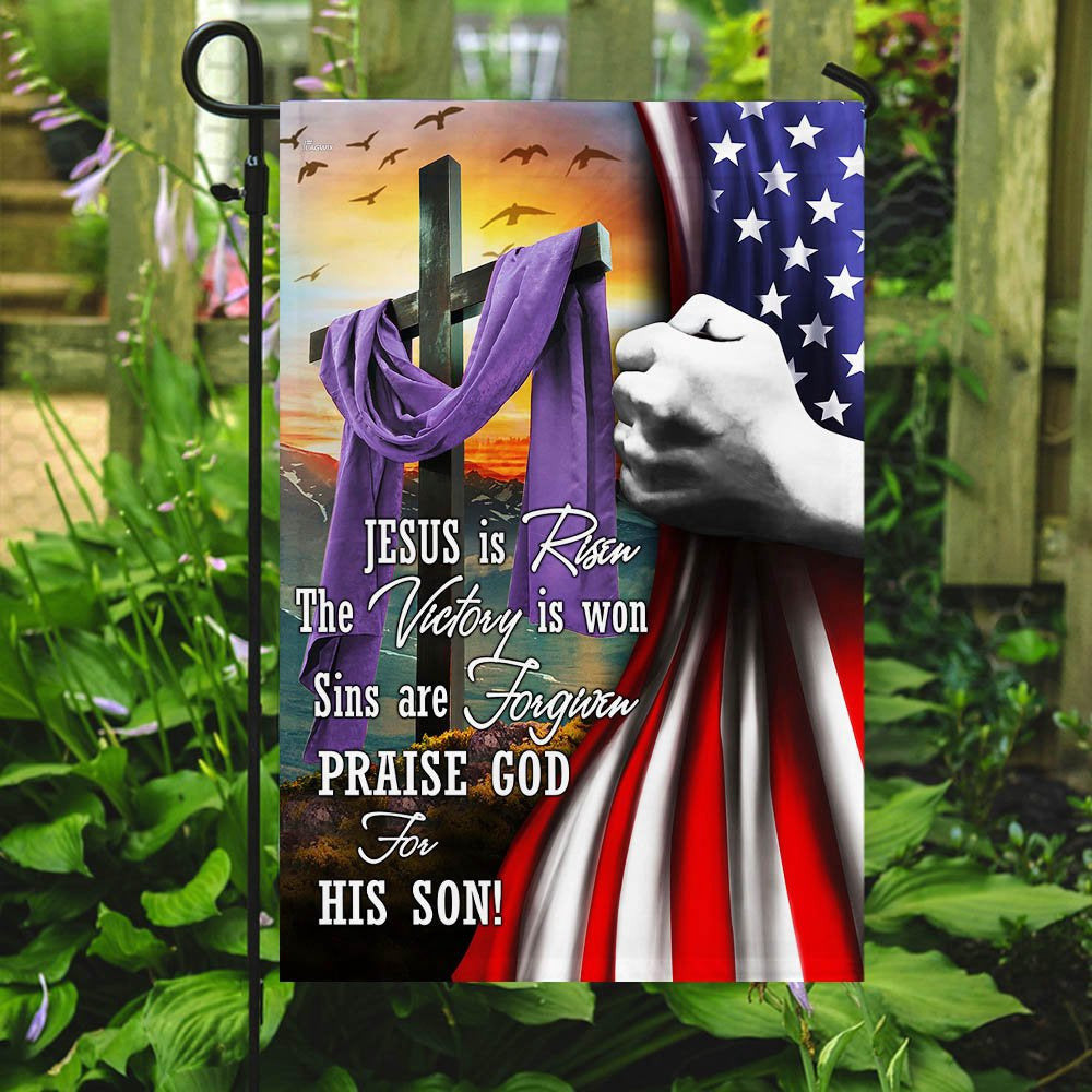 Christian Garden Flags, Jesus Is Risen Easter Flag, Christian House Flags, Christian Cross Flag, Faith Flag, easychoo.com