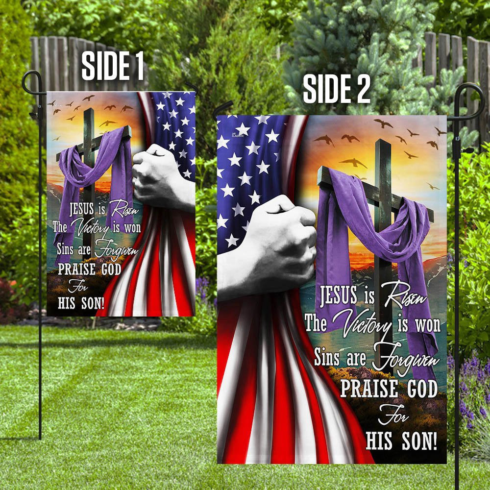 Christian Garden Flags, Jesus Is Risen Easter Flag, Christian House Flags, Christian Cross Flag, Faith Flag, easychoo.com