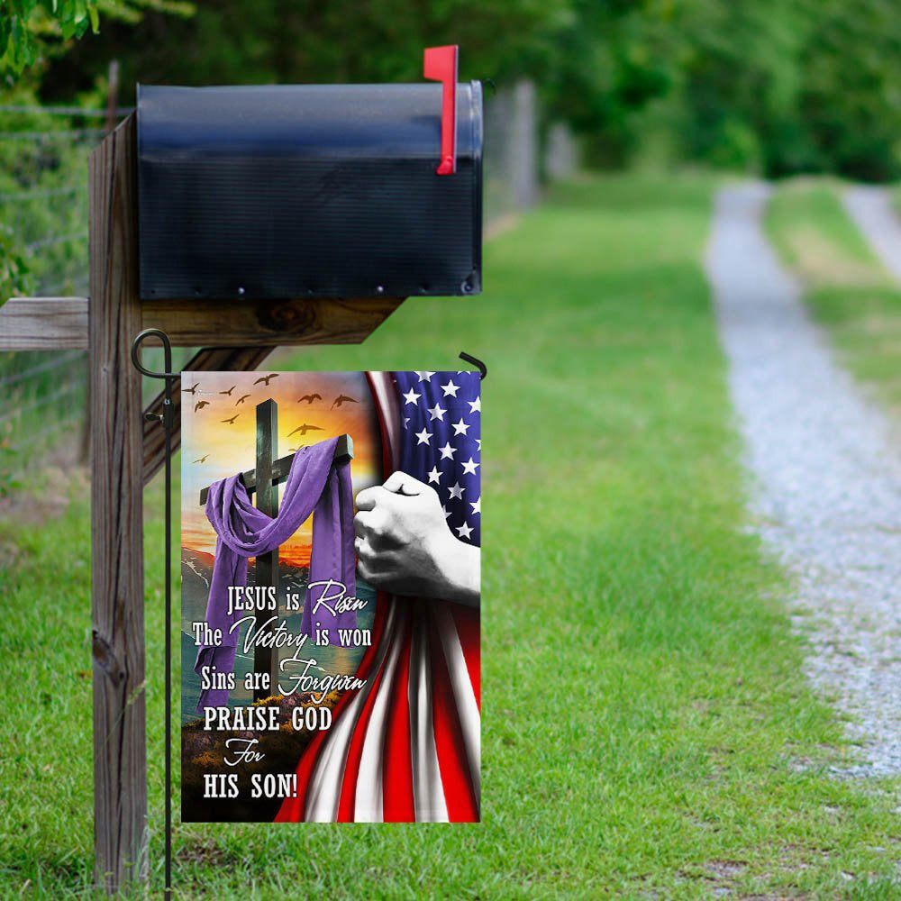 Christian Garden Flags, Jesus Is Risen Easter Flag, Christian House Flags, Christian Cross Flag, Faith Flag, easychoo.com