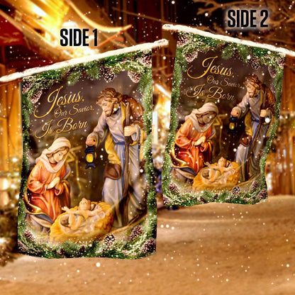 Christian Garden Flags, Jesus Our Savior Is Born Flag, Christian House Flags, Christian Cross Flag, Faith Flag, easychoo.com