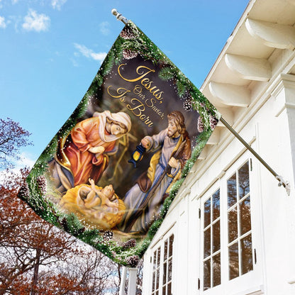 Christian Garden Flags, Jesus Our Savior Is Born Flag, Christian House Flags, Christian Cross Flag, Faith Flag, easychoo.com