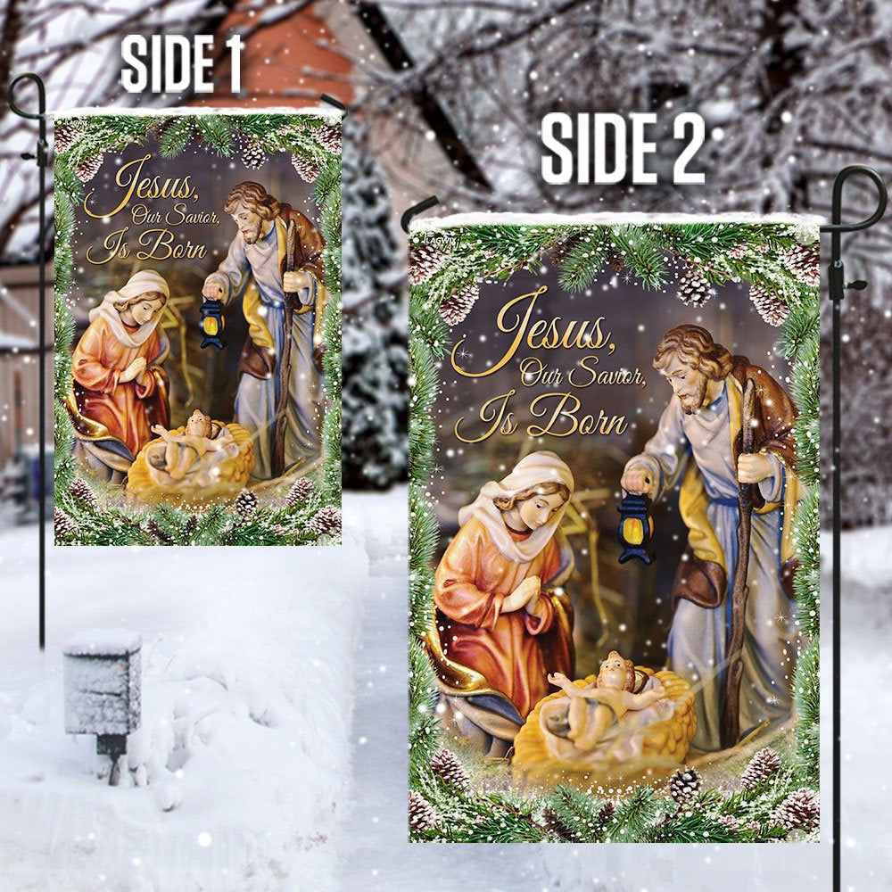 Christian Garden Flags, Jesus Our Savior Is Born Flag, Christian House Flags, Christian Cross Flag, Faith Flag, easychoo.com