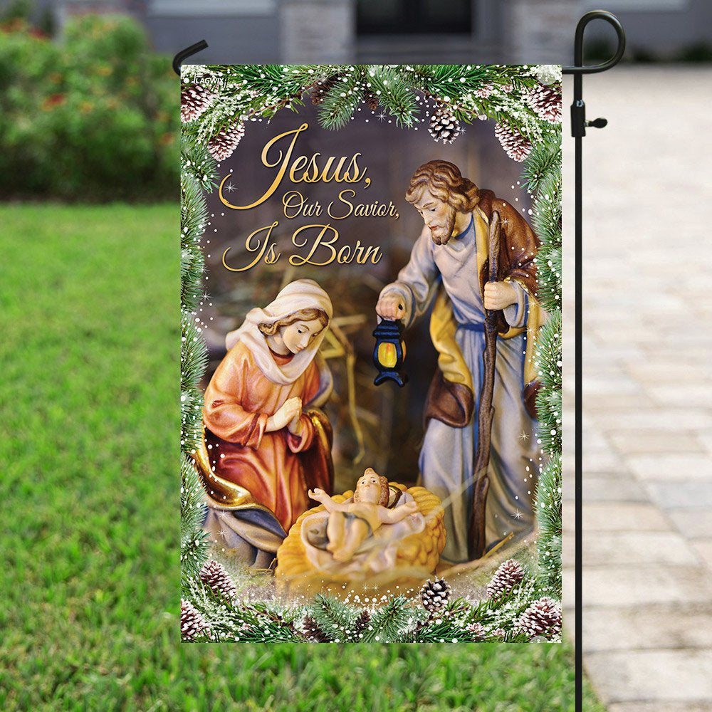 Christian Garden Flags, Jesus Our Savior Is Born Flag, Christian House Flags, Christian Cross Flag, Faith Flag, easychoo.com