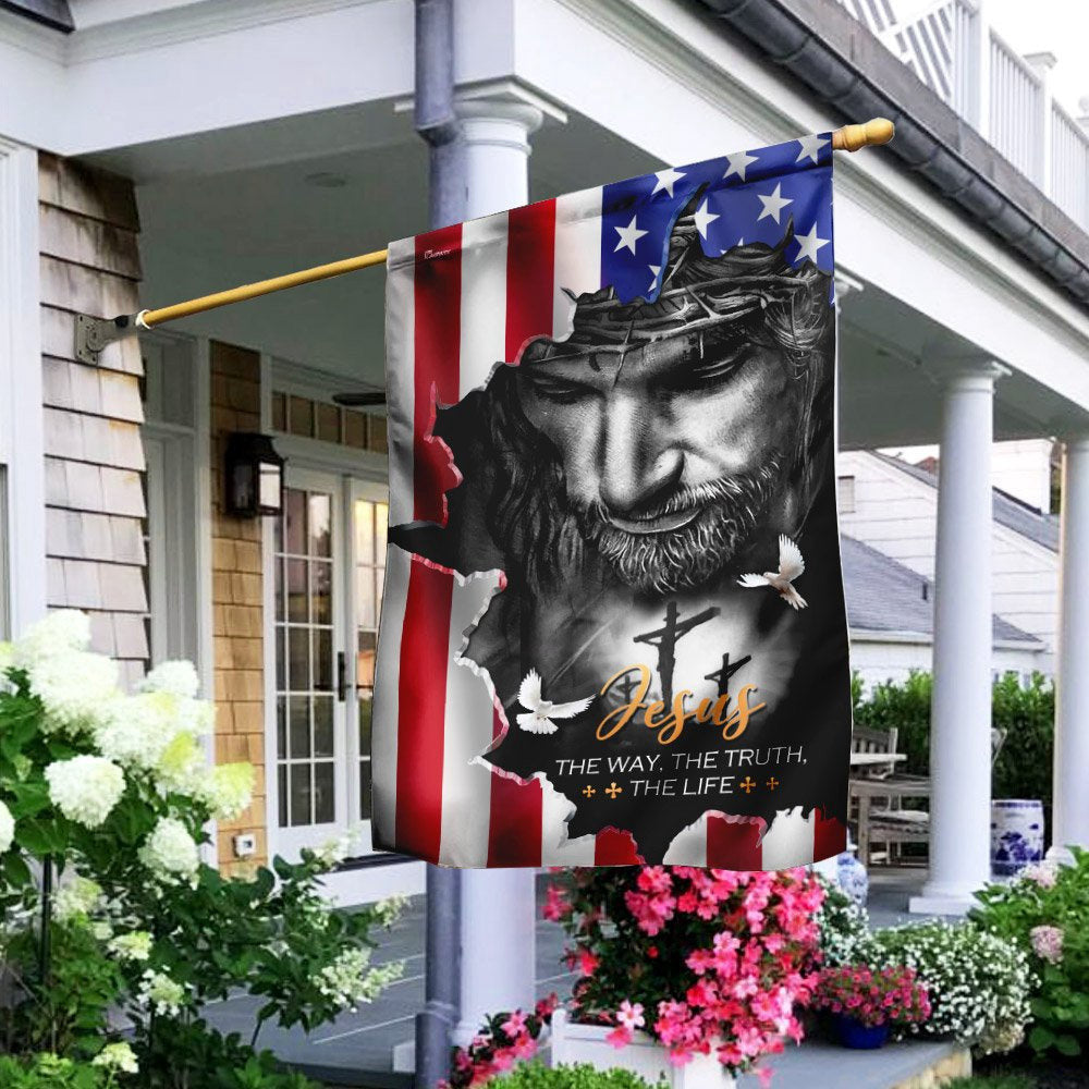 Christian Garden Flags, Jesus The Way The Truth The Life American Flag, Christian House Flags, Christian Cross Flag, Faith Flag, easychoo.com