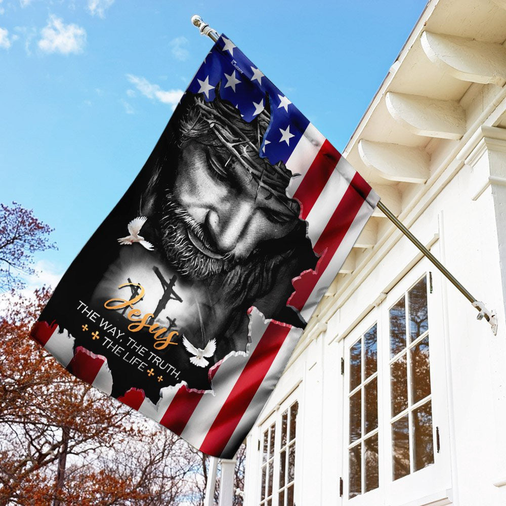 Christian Garden Flags, Jesus The Way The Truth The Life American Flag, Christian House Flags, Christian Cross Flag, Faith Flag, easychoo.com