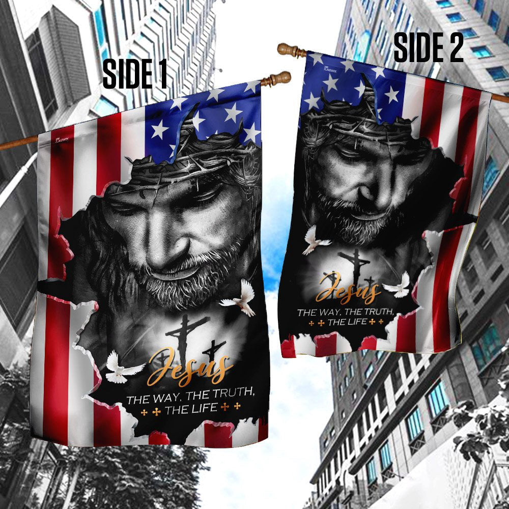 Christian Garden Flags, Jesus The Way The Truth The Life American Flag, Christian House Flags, Christian Cross Flag, Faith Flag, easychoo.com