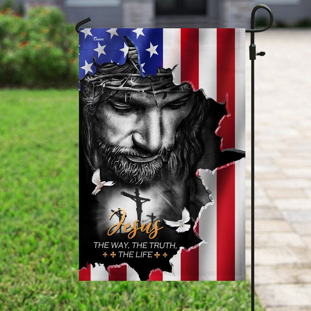 Christian Garden Flags, Jesus The Way The Truth The Life American Flag, Christian House Flags, Christian Cross Flag, Faith Flag, easychoo.com