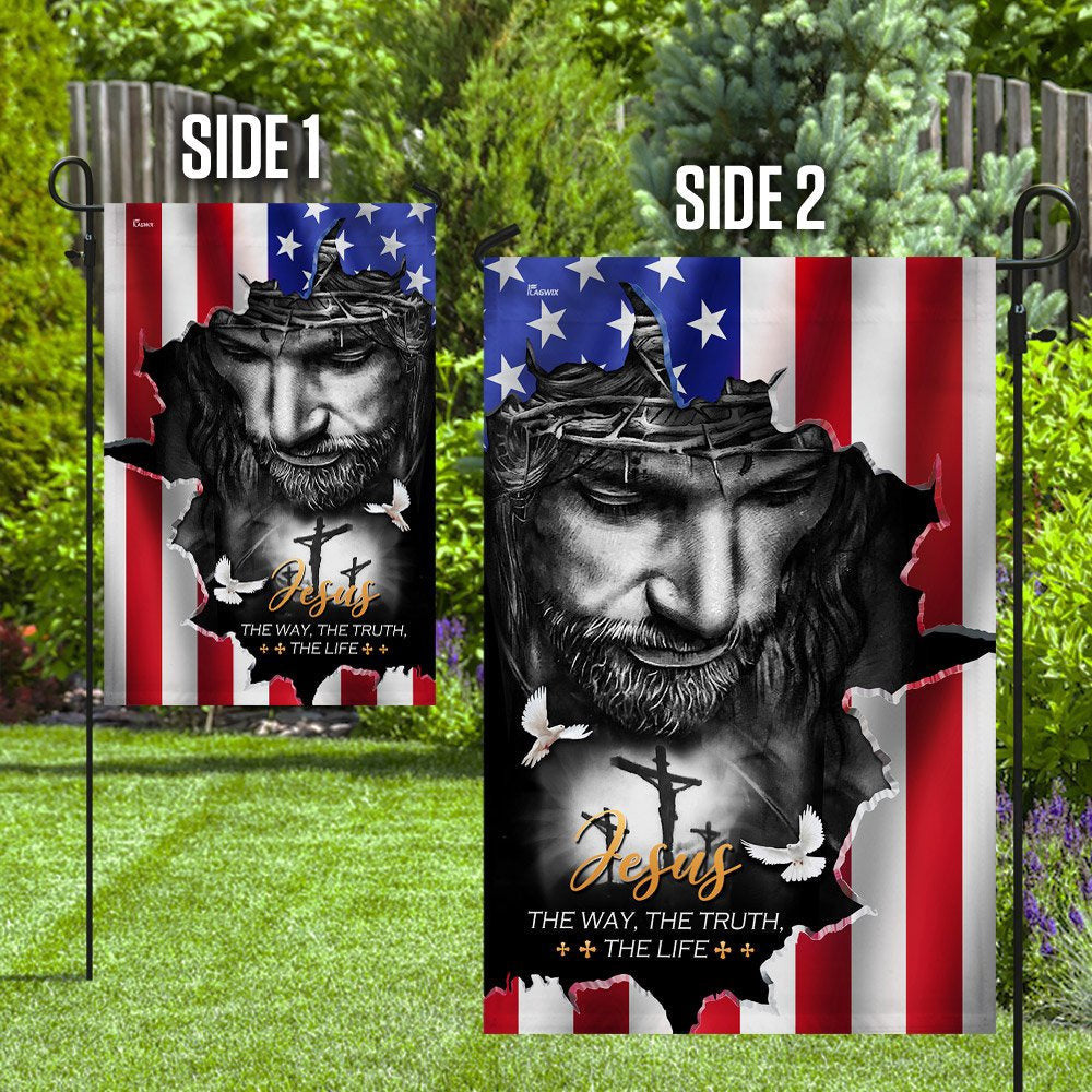 Christian Garden Flags, Jesus The Way The Truth The Life American Flag, Christian House Flags, Christian Cross Flag, Faith Flag, easychoo.com