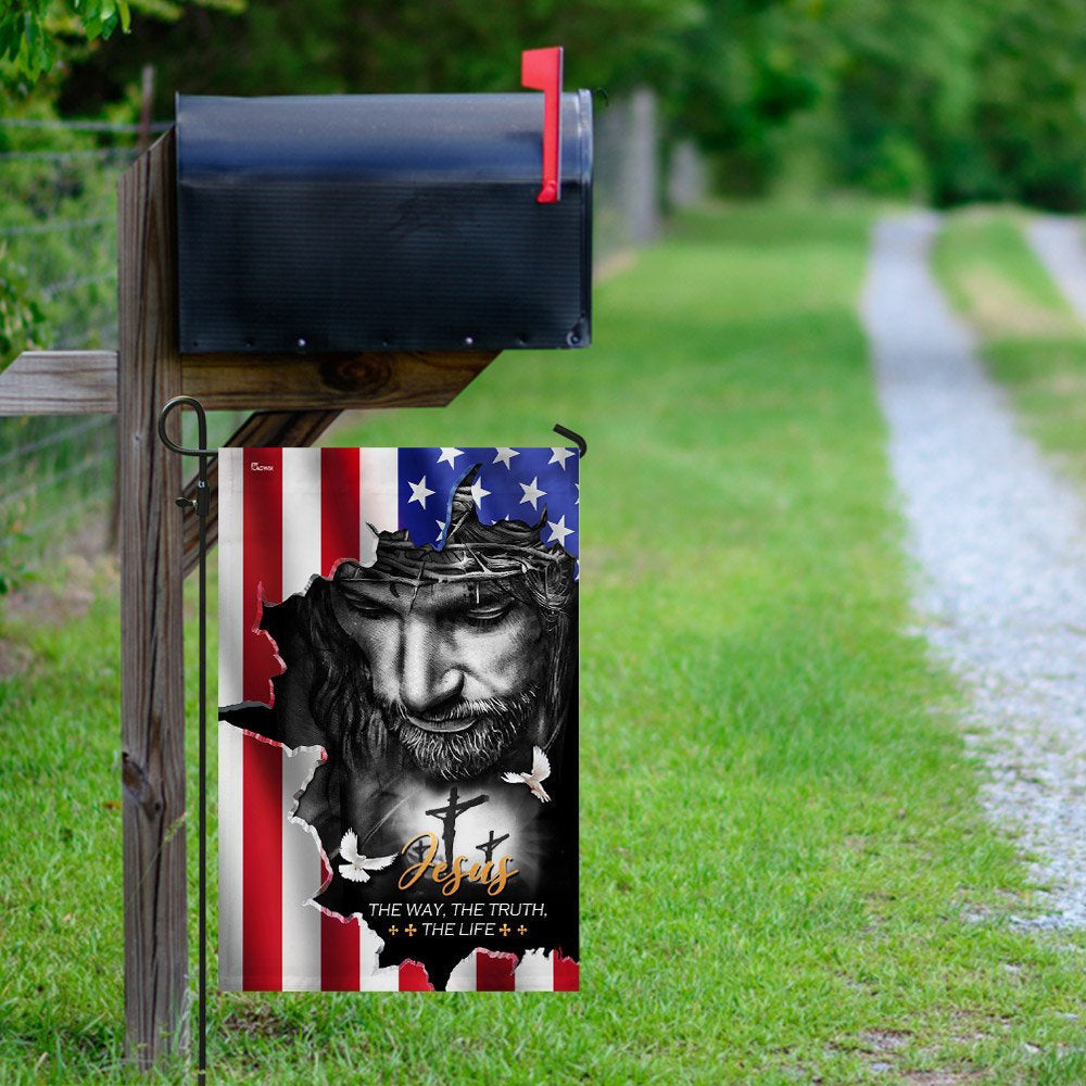 Christian Garden Flags, Jesus The Way The Truth The Life American Flag, Christian House Flags, Christian Cross Flag, Faith Flag, easychoo.com