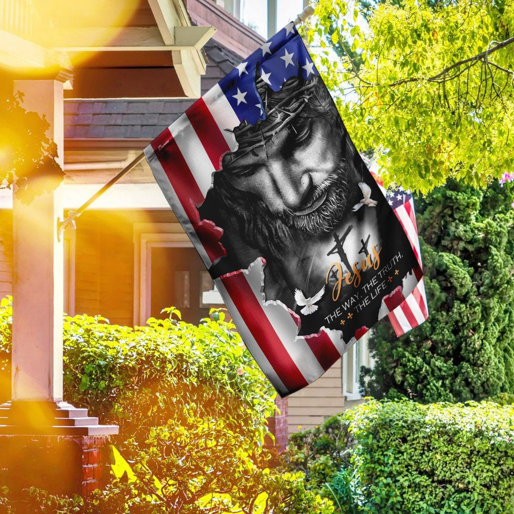 Christian Garden Flags, Jesus The Way The Truth The Life American Flag, Christian House Flags, Christian Cross Flag, Faith Flag, easychoo.com