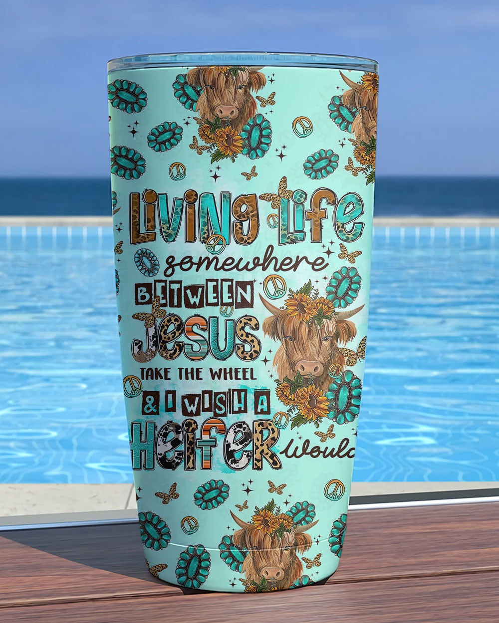 Living Life Somewhere Between Jesus Cow Tumbler - Tltr1309237, easychoo.com