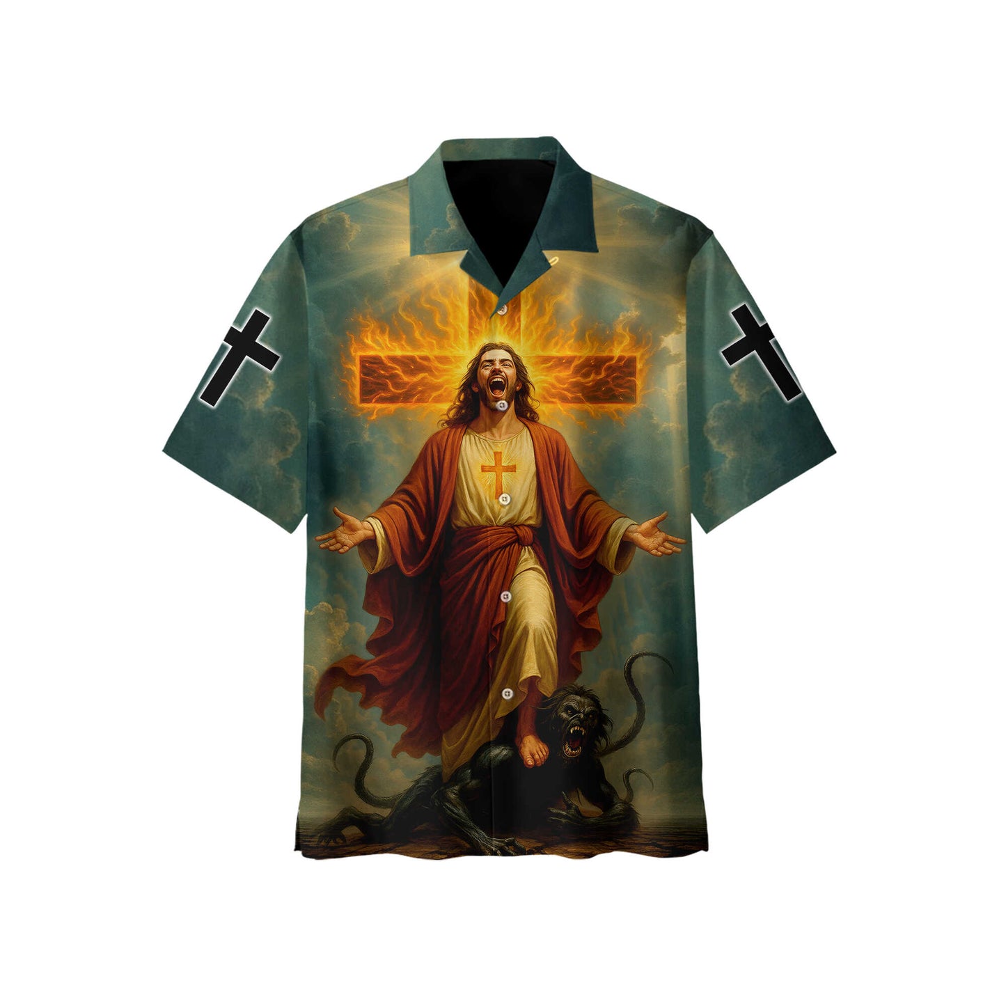 Faith Over Darkness – Powerful Jesus & Cross Design