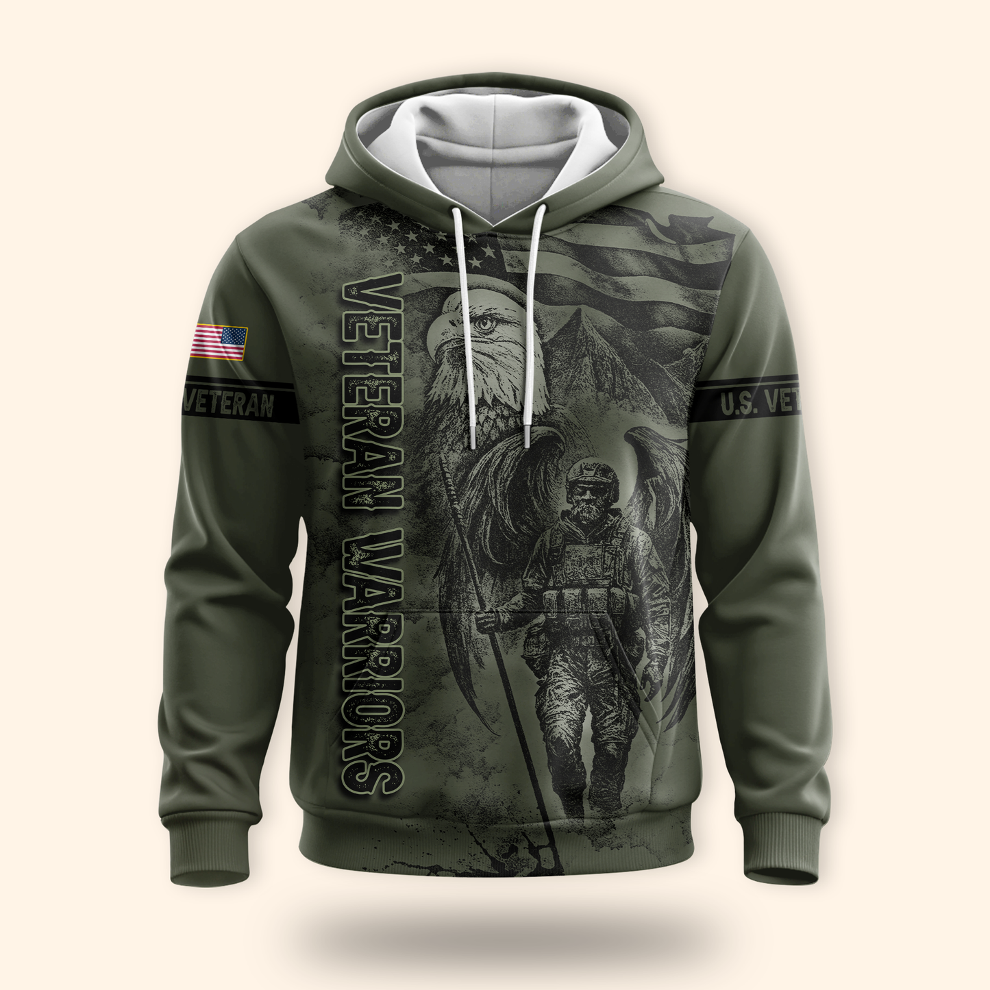 U.S. Veteran Hoodie – Veteran Warriors Military Eagle Zip Up