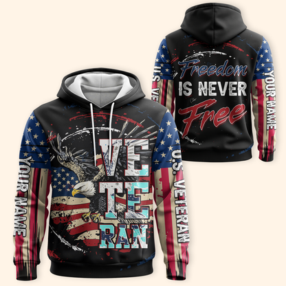 US Veteran Eagle Hoodie – Freedom Is Never Free – American Flag Patriotic Zip Up, easychoo.com