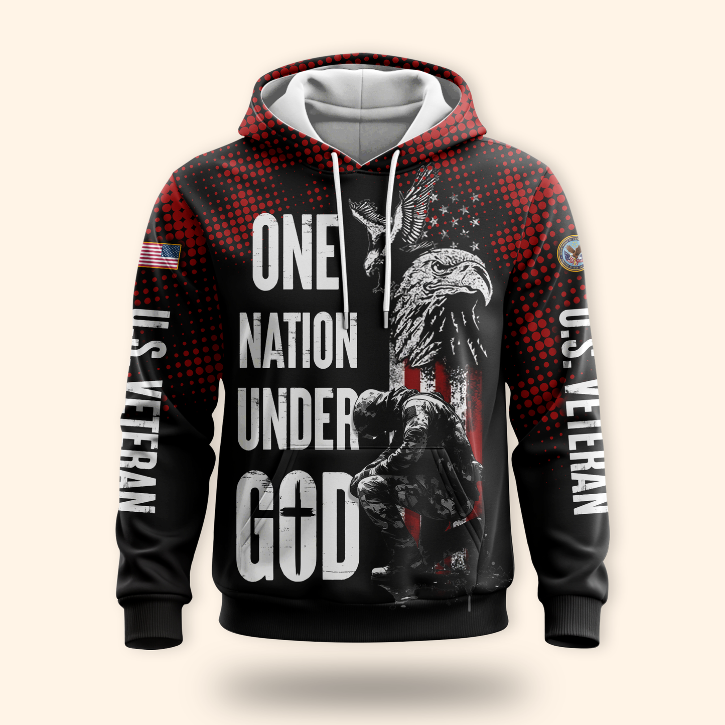 One Nation Under God Hoodie – U.S. Veteran American Flag Zip Up