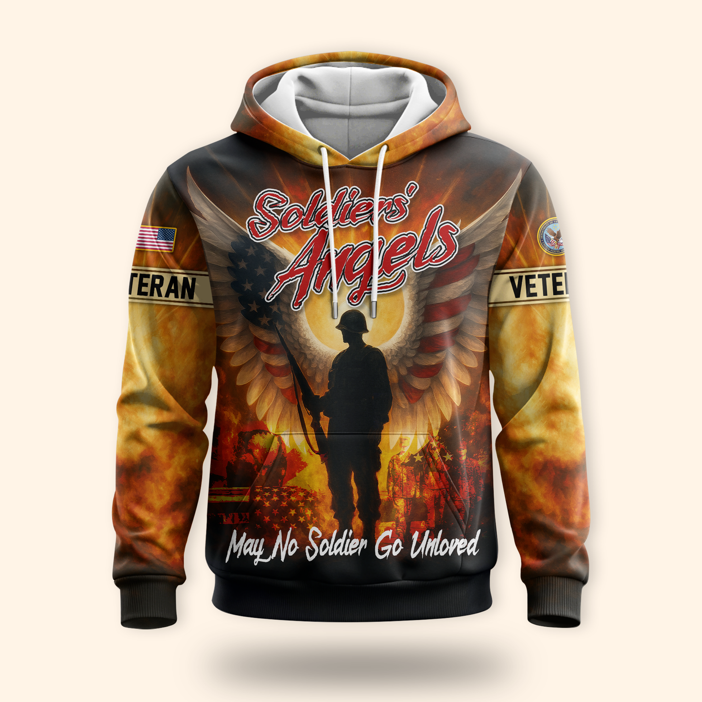 U.S. Veteran Hoodie – Eagle Design, Patriotic American Flag Zip Up MH2526