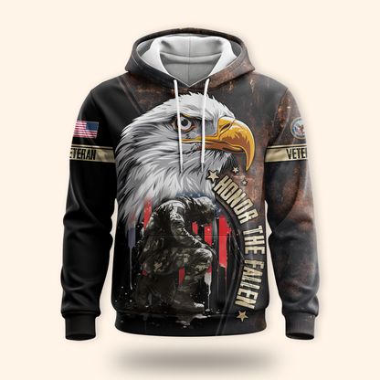 U.S. Veteran Hoodie – Eagle Design, Patriotic American Flag Zip Up MH2528
