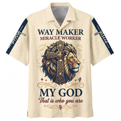 "Way Maker" Hawaiian Shirt - American Flag Patriotic Shirt with Bald Eagle