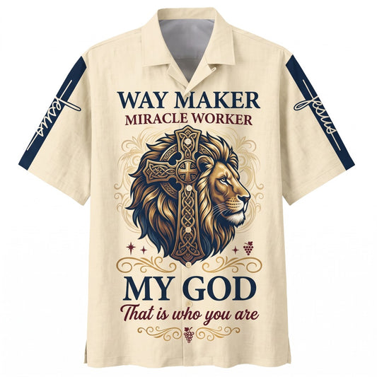 "Way Maker" Hawaiian Shirt - American Flag Patriotic Shirt with Bald Eagle