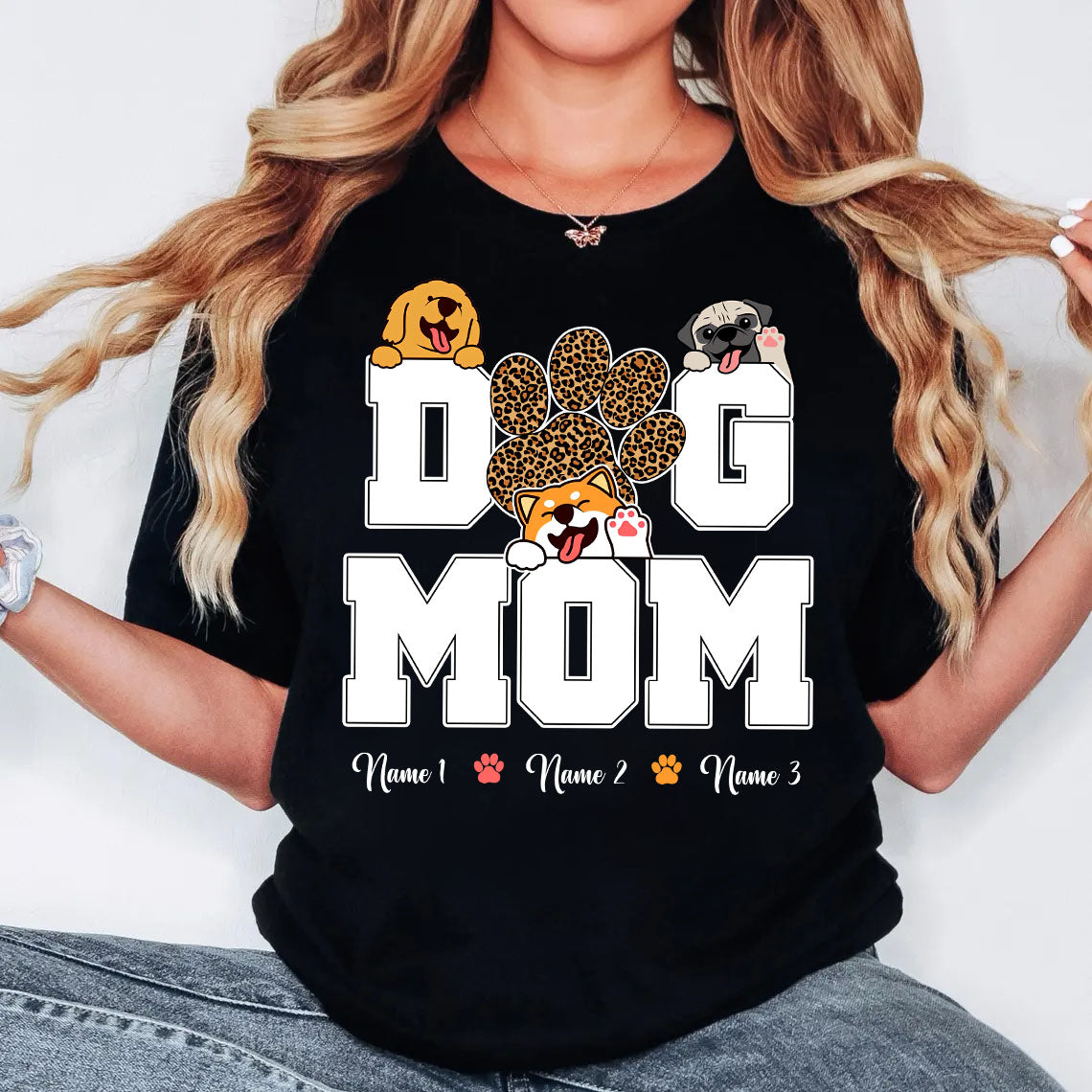 Custom Pet, Dog Mom Custom Name Tee Shirt, easychoo.com