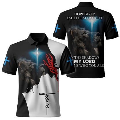 Jesus Lion and Cross Design – In the Shadows My Lord, Faith, Hope and Light