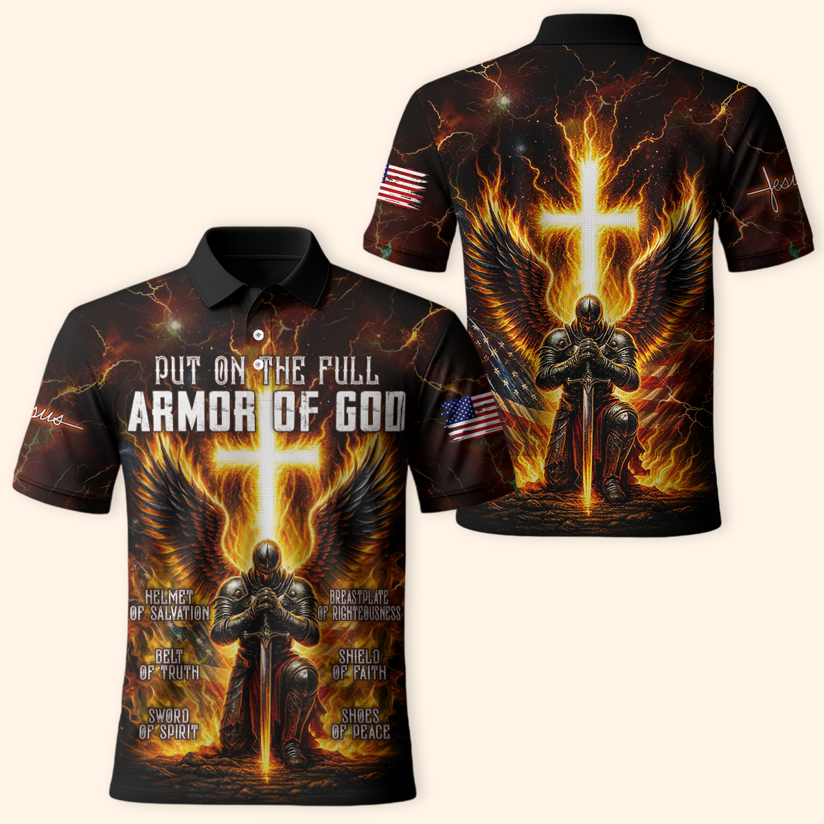 Armor of God Hoodie – Christian Warrior Zip Up Sweatshirt with Cross and Bible Verse Design