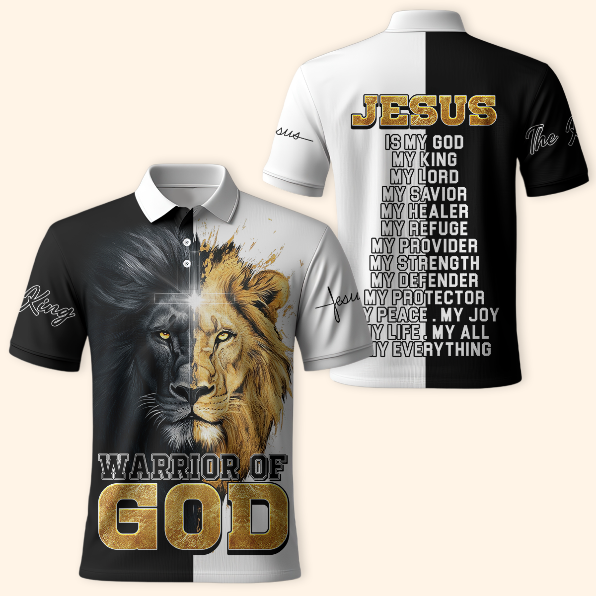 Christian Faith Hoodie – Warrior of God Zip Up Sweatshirt with Lion of Judah and Cross Design