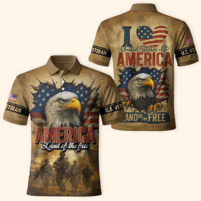 U.S. Veteran Hoodie – America Land of The Free, Patriotic Eagle and Flag Design