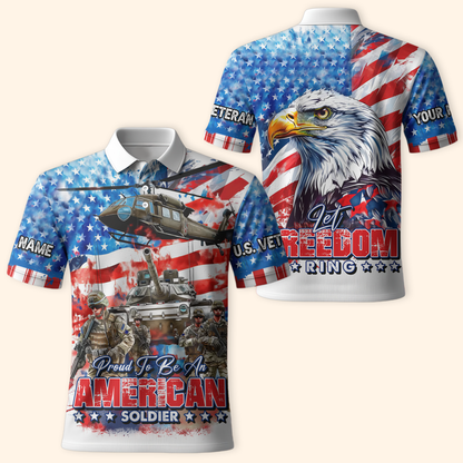 Proud To Be An American Soldier Hoodie – Patriotic US Veteran Zip Up – Let Freedom Ring, easychoo.com