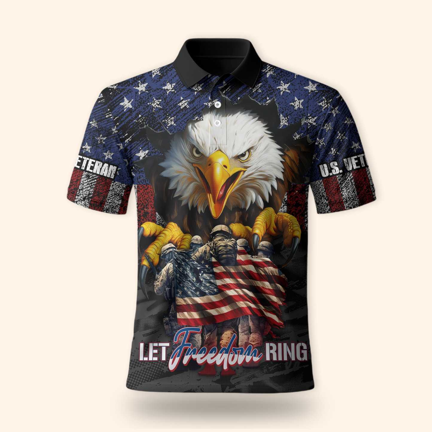 U.S. Veteran Hoodie – Let Freedom Ring, Bald Eagle & Flag Zip Up, Patriotic Military Sweatshirt for Heroes