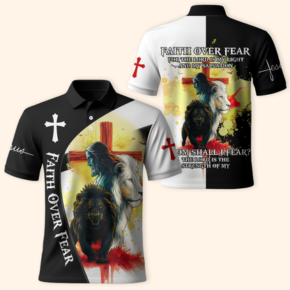 Faith Over Fear Christian Hoodie – Lion of Judah Cross Bible Verse Zip Up Sweatshirt for Believers in Christ