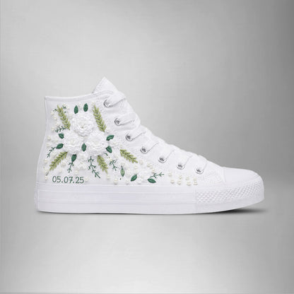 Personalized Pearl Crystal Wedding Sneakers,Custom Pearl Wedding Sneakers,Wedding Gift for Bride,Prom Pearl Wedding Shoes,Anniversary Gift, Converse Chuck Taylor 1970s – All Star Classic - AZ26110805