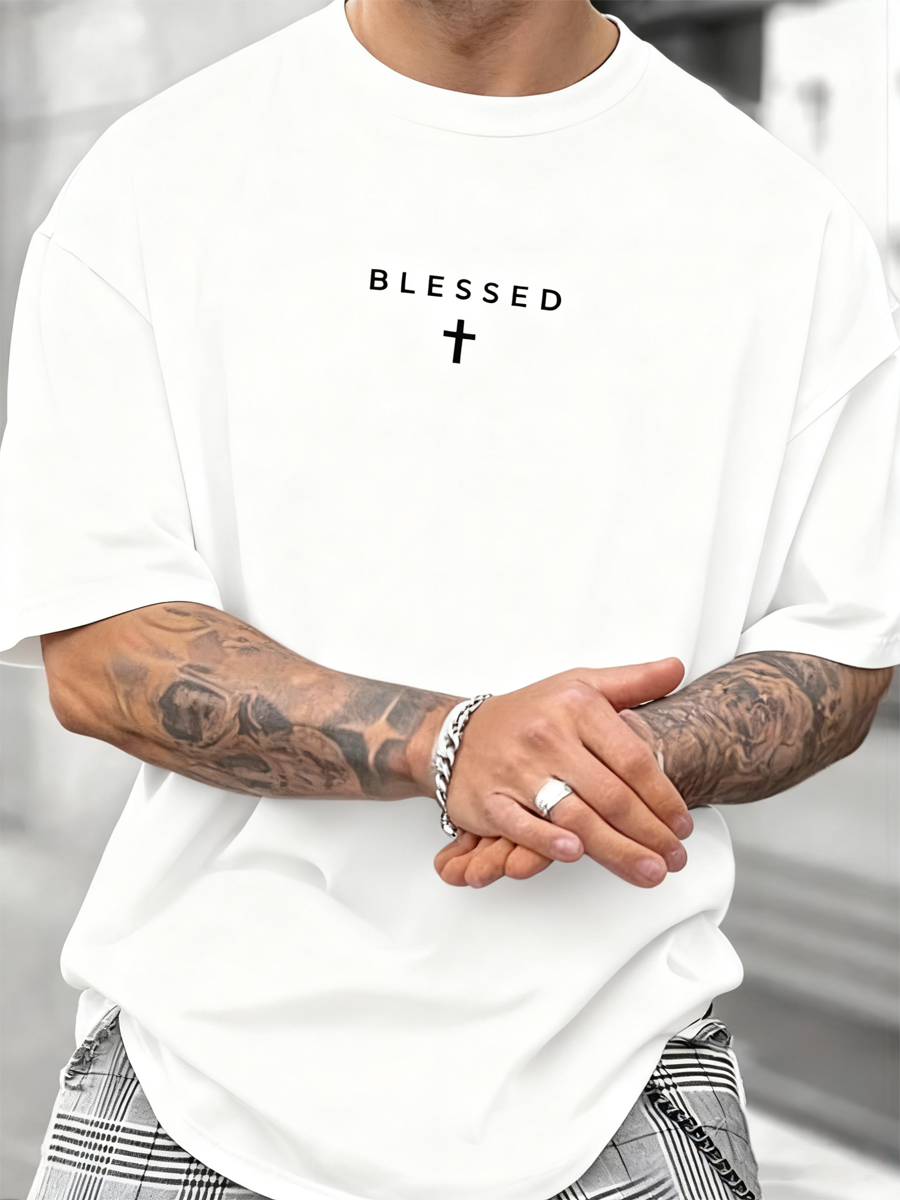 Men's Jesus Blessed Faith Print T-shirt