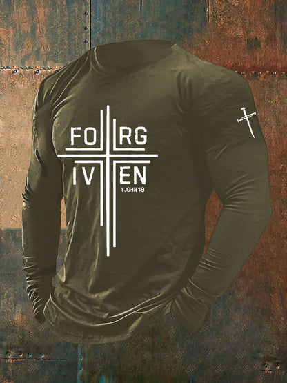 Men's Faith Cross Printed Casual T-shirt