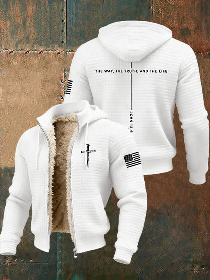 Men's Jesus The Way The Truth The Life Cross Zipper Hooded Jacket