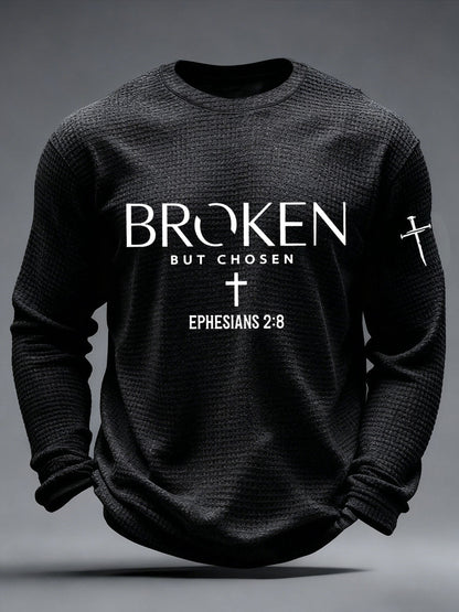 Men's Cross Waffle Print Casual T-Shirt