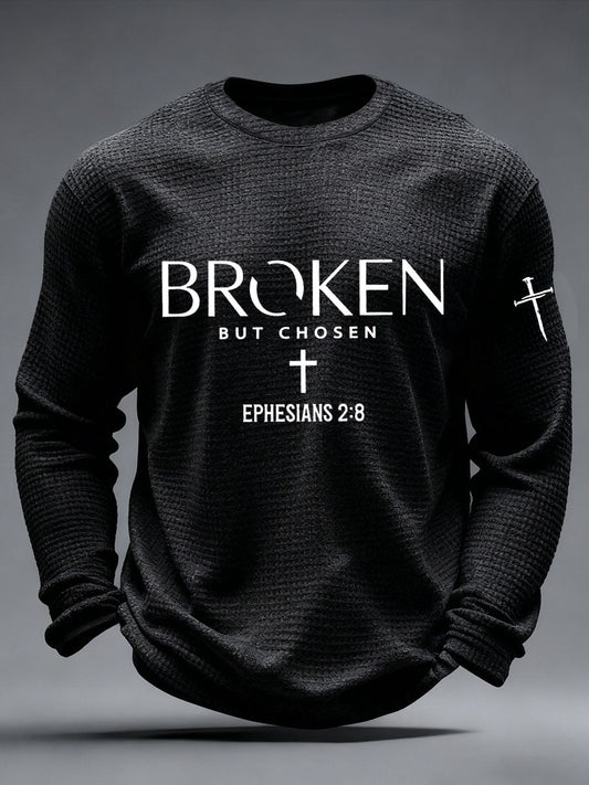 Men's Cross Waffle Print Casual T-Shirt