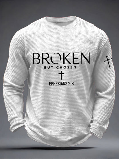 Men's Cross Waffle Print Casual T-Shirt