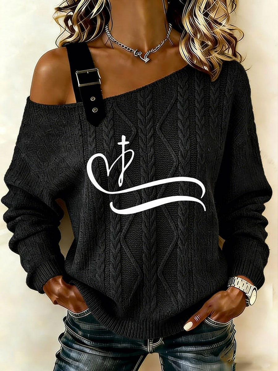 Women's Cross Print Casual Top