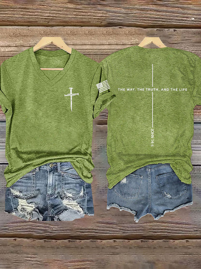 Women's Jesus The Way The Truth The Life John 14:6 Christian Cross Short Sleeve T-Shirt