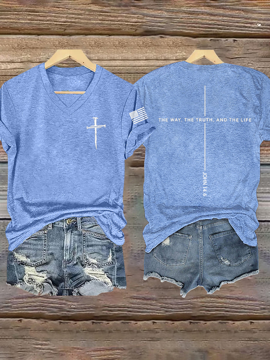 Women's Jesus The Way The Truth The Life John 14:6 Christian Cross Short Sleeve T-Shirt