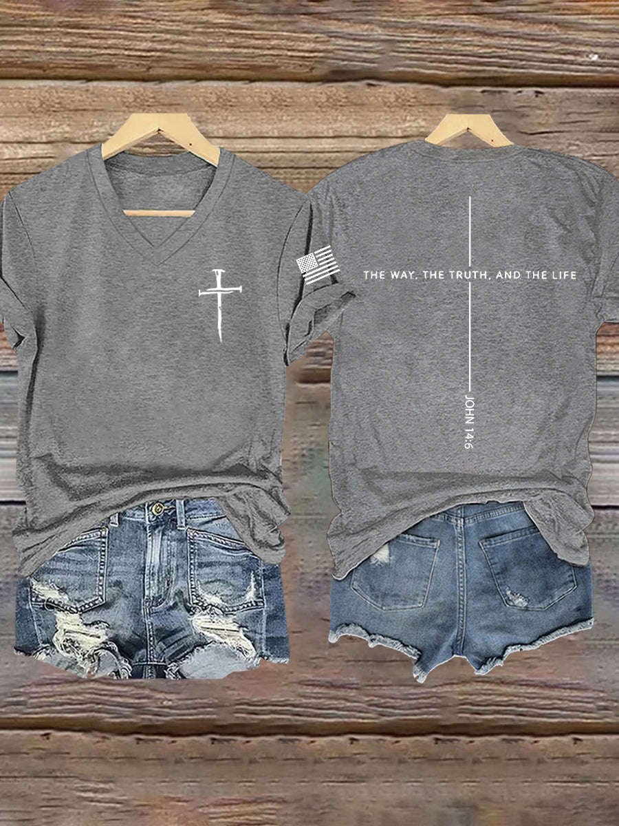 Women's Jesus The Way The Truth The Life John 14:6 Christian Cross Short Sleeve T-Shirt