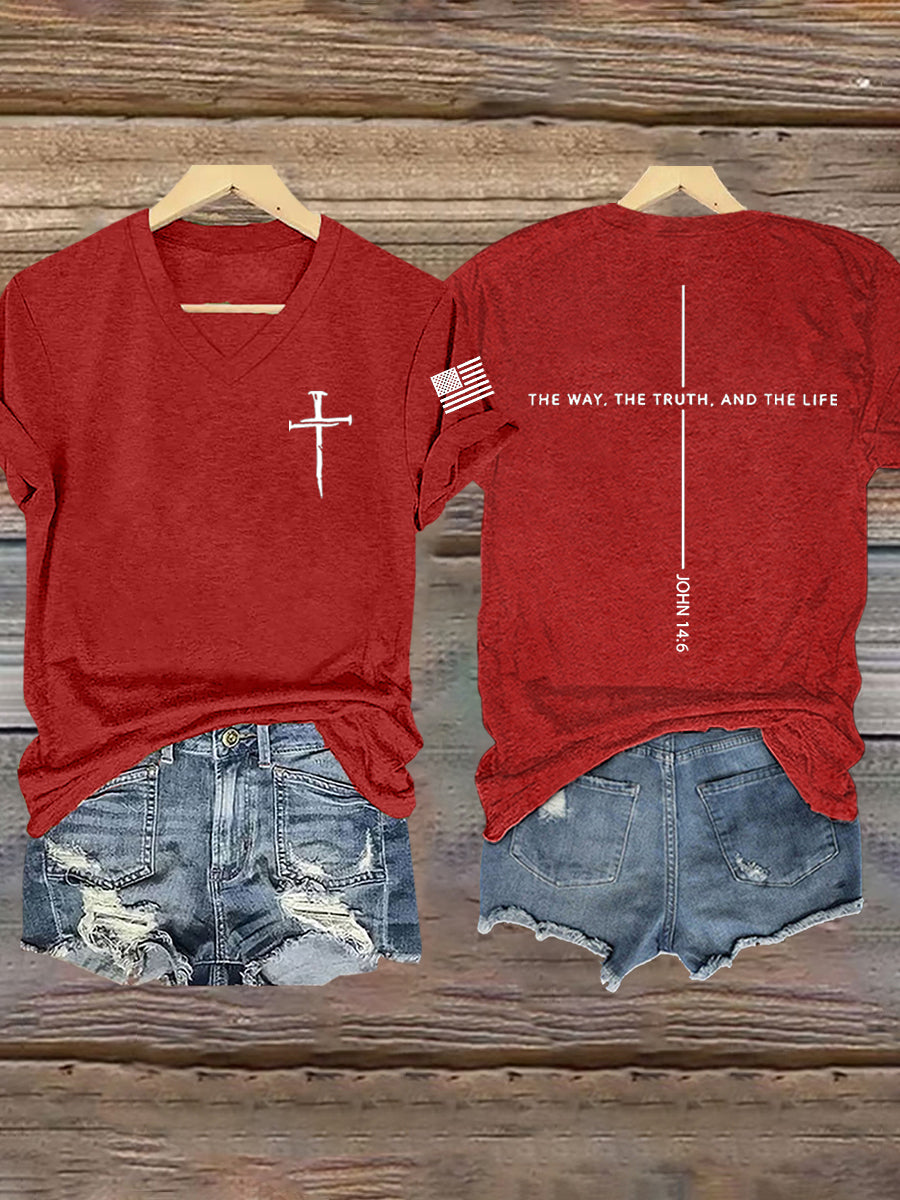 Women's Jesus The Way The Truth The Life John 14:6 Christian Cross Short Sleeve T-Shirt