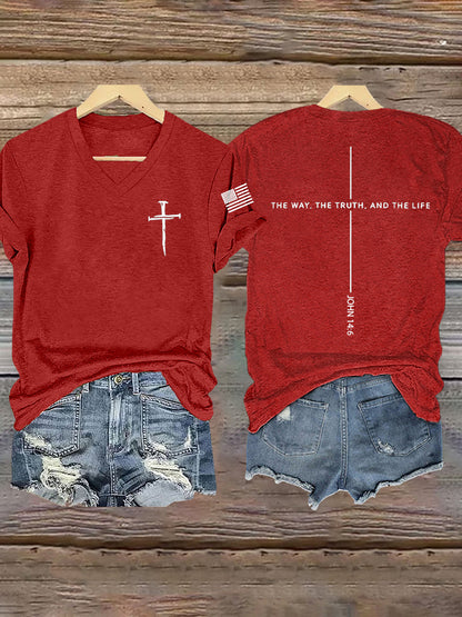 Women's Jesus The Way The Truth The Life John 14:6 Christian Cross Short Sleeve T-Shirt