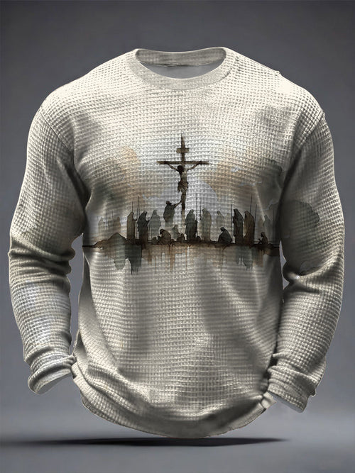 Men's Christian Cross Waffle Long Sleeve T-Shirt