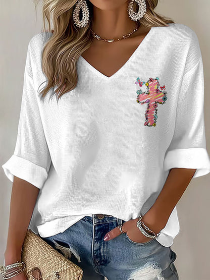 Women's 'just be who God made you to be' V-neck tops