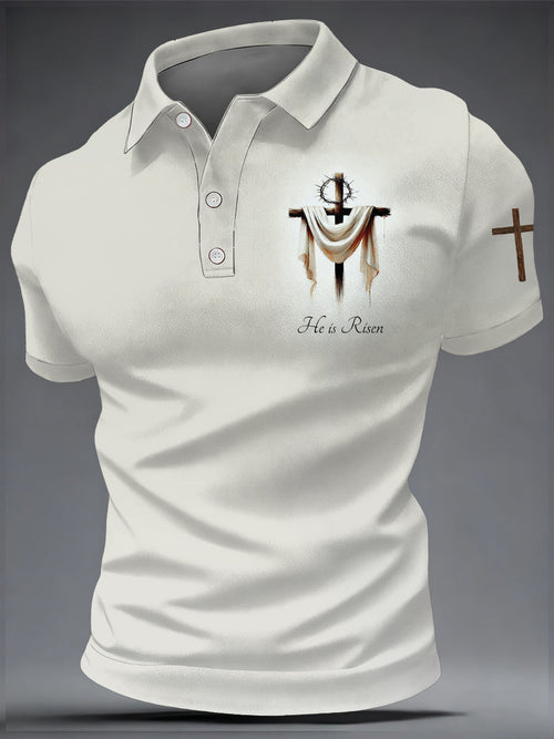 Men's Faith He Is Risen Print Casual Top