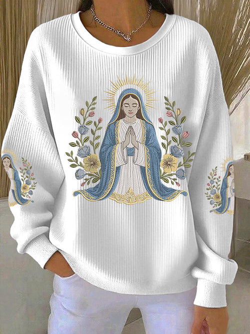 Women's Virgin Mary Print Casual Sweatshirt