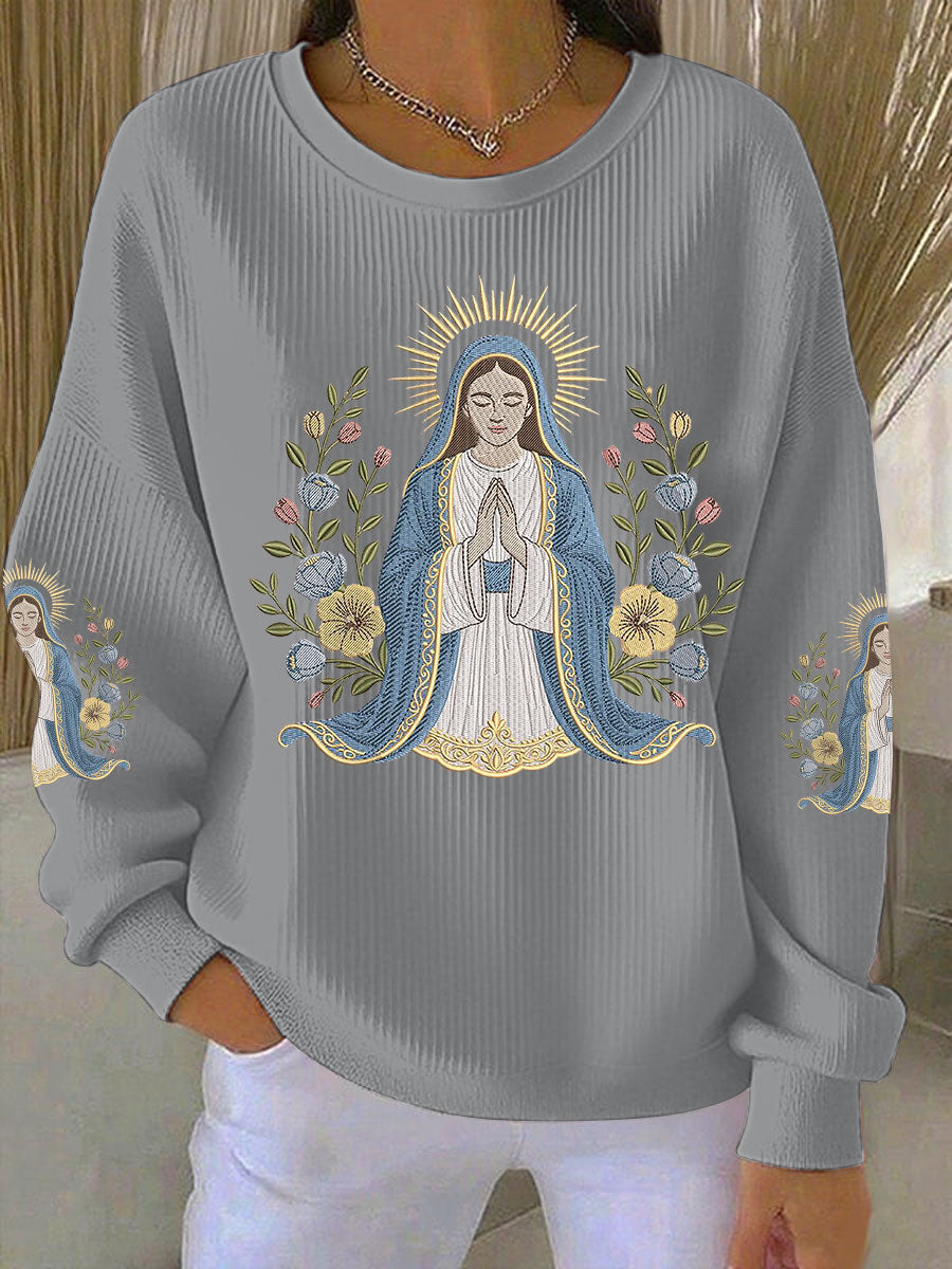 Women's Virgin Mary Print Casual Sweatshirt