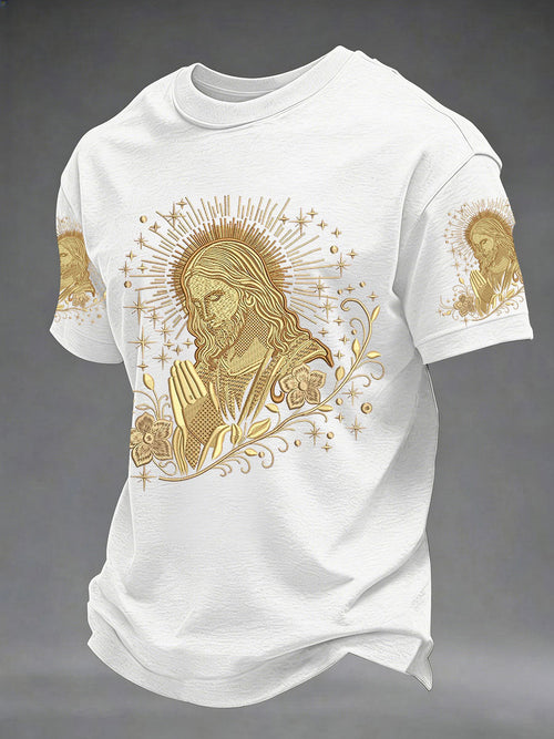 Men's Jesus Print Casual T-Shirt
